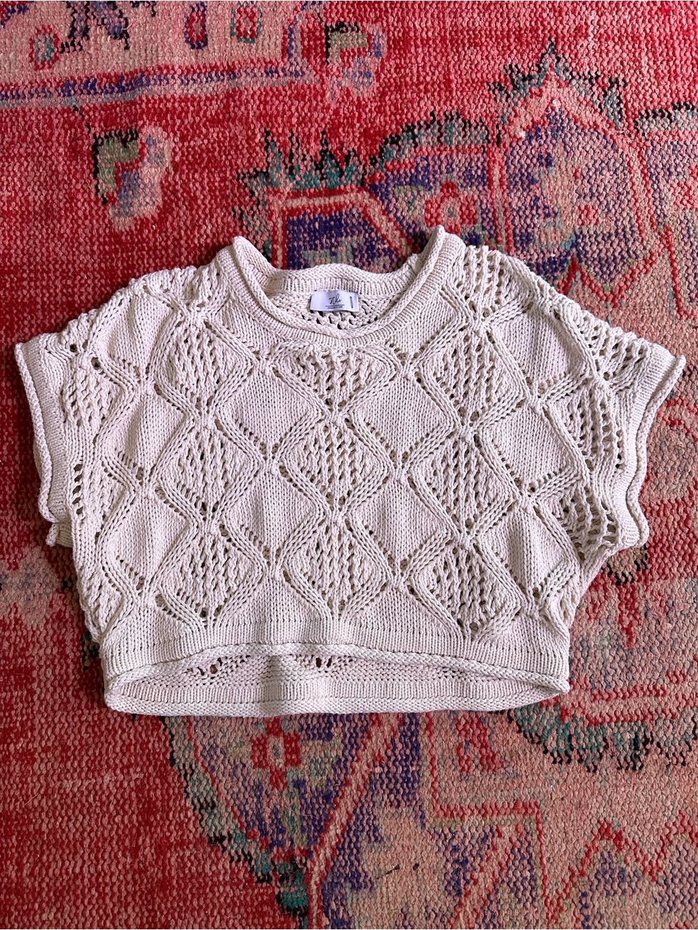Cream Open-Knit Women's Sweater
